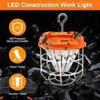 LED Temporary Work Light 100W15000Lm, 5000K Daylight White, Portable High Bay Light with Hook, Indoor Outdoor Area Lighting