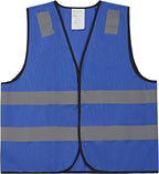 Blue Safety Vests 10 Pack - Reflective High Visibility Construction ANSI Class 2 Work Vests for Men,Woman,Hi Vis Mesh and Neon Silver Strip