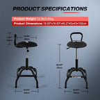 Garage Stool, Adjustable Height Swivel Work Mechanic Shop Stool with Backrest, Pneumatic Shop Chair for Home, Workshop, 300 LBS Capacity, 360° Rotation, Heavy Duty, Black