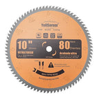 10" Miter/Table Saw Blade, 80 Teeth ATB Tungsten Carbide Saw Blades with 5/8" Arbor for Wood, Aluminum, PVC Pipe and Plastic Cutting