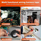 Wire Harness Automotive Tape Self-Adhesive Wiring Harness Cloth Electrical Tape 1 Inch x 30 Feet Car Insulated Wire Loom Tape for Automotive Engine Insulation Protection 6 Rolls