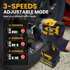 Cordless 1/2 Inch Impact Wrench,1000 N.m(740 Ft-lbs) Brushless High Torque Electric Impact Gun, 3300RPM Power Impact Driver, 2x 4.0AH Li-ion Battery,Charger & 6Pcs Sockets for Car Home DIY Furniture