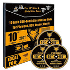FOXBC 10 inch 200-Tooth Contractor Saw Blade for Plastic, Vinyl Siding, Plywood, OSB, Veneer with 5/8" Arbor - 3 Pack