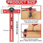 Woodworking T Square Ruler, Precision Drilling Positioning Measuring Tools, Adjustable Aluminum Alloy Sliding 13.5 Inch T-Square Ruler with Angle Adjustment for Carpenter Work and Architect