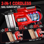 SILVEL 2" Cordless Brad Nailer, 2-in-1 21V Electric Brad Nailer Stapler with 2 * 4.0Ah Battery, 1000pcs Nails, 18GA Staples, Adjustable Depth for Woodworking, Home Improvement