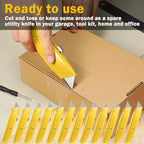 Reginary 20 Pcs Box Cutter Bulk Retractable Utility Knife Heavy Duty Aluminum Alloy Razor Knife for Cardboard Box Carton Opener for DIY, Factory, Home Office(Yellow)