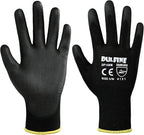 DULFINE Ultra-Thin PU Coated Work Gloves-12 Pairs,Excellent Grip,Nylon Shell Black Polyurethane Coated Safety Work Gloves, Knit Wrist Cuff,Ideal for Light Duty Work. (Extra Large)