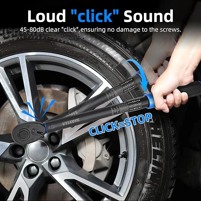 1/2-Inch Drive Click Torque Wrench, Dual-Direction Click Professional Torque Wrench 10-170FT.LB/13.6-230.5N.M, Dual Range Scales Graduated in FT.LB and N.M, Blue