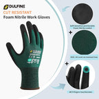 DULFINE ANSI A4 Cut Resistant Work Gloves for Men,6 Pairs Pack.Touchscreen Micro Nitrile Coated,Anti-Slip & Durable for Construction, Wood Cutting,Glass Factory Industrial Use(Extra Large)