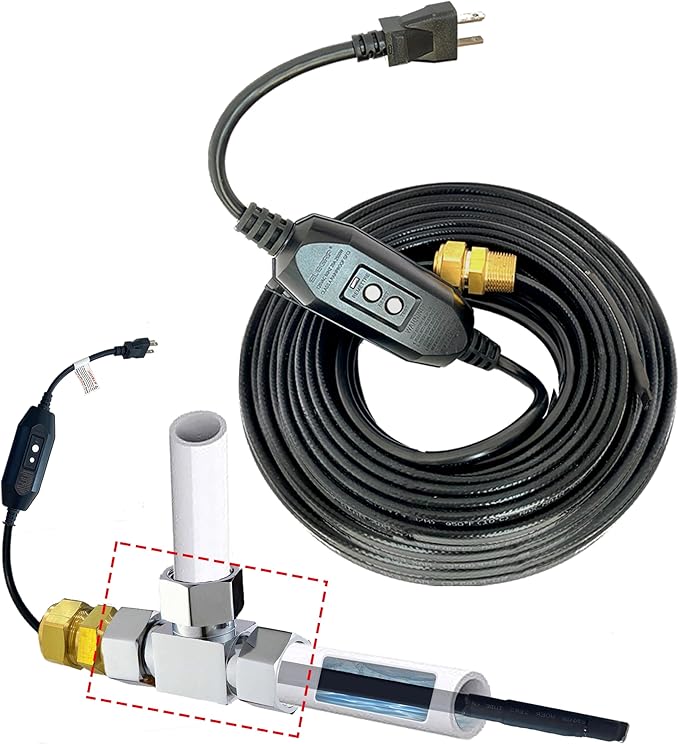 In Line Self Regulating Heating System, CSA Certified, Can be Used in Both Plastic and Metallic Pipes, In Pipe Freeze Protection Heating Cable, 25Ft 120V