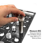 SST - Identibolt XL - Threadchecker for Large Sized Nuts and Bolts - Imperial SAE and Metric Threads - 20 Nuts & Bolts Identifier - from 9/16" to 1" & 16mm to 24mm - in. and Cm. Rulers - Made in USA