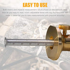 Wheel Marking Gauge Kit with 2 Extra Cutter Wheels, Anti Roll Brass Head with Hornbeam Wood Holder, Metric and Imperial Micro Adjuster Ruler, Woodworking Tools Scriber for Woodwork