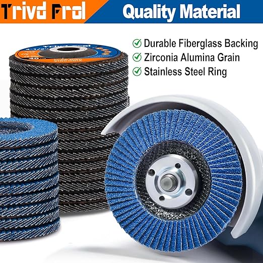 Flap Discs 4 1/2" for Angle Grinder - Trivd Frol 4 1/2 Flap Disc 40 Grit T29 Grinding Wheel, 7/8 Inch Zirconia Abrasive Angle Grinder Sanding Disc for Metal, Wood, Stainless Steel Finishing- 40 Pack