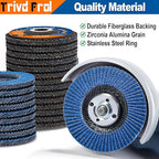 Flap Discs 4 1/2" for Angle Grinder - Trivd Frol 4 1/2 Flap Disc 40 Grit T29 Grinding Wheel, 7/8 Inch Zirconia Abrasive Angle Grinder Sanding Disc for Metal, Wood, Stainless Steel Finishing- 40 Pack
