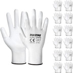 Safety Work Gloves PU Coated-12 Pairs,White Seamless Knit Glove with Polyurethane Coated Smooth Grip on Palm & Fingers, for Men and Women, Ideal for General Duty Work (XX-Large)