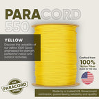 The Paracord Store | Type III 550 Paracord - 250 FT Spool, Yellow | Heavy Duty 7 Strand Tactical Paracord - USA Made Nylon Outdoor Parachute Cord for Camping, Fishing & More - Survival Cord