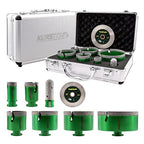 Tile Hole Saw Kit - 6pcs Diamond Core Drill Bits 25/35/50/65/75/102mm+1pc 3/4" Finger Milling Bit+1pc 4-1/2" Cutting Grinding disc 5/8-11" Thread for Porcelain Ceramic Tile Granite Marble