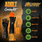 Pumpkin Scraper Glove – As Seen On Shark Tank - Mess Free and Fun Pumpkin Carving Kit – Carve and Clean Jack-O-Lantern Guts with Ease and Zero Mess on Your Hands! (Adult Kit)