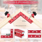 90 Degree Positioning Squares, Right Angle Clamps for Woodworking 5.5" x 5.5"(14 x 14cm), Aluminum Alloy Corner Clamps, Clamping Squares Tool for Picture Frame Box Cabinets Drawers (4 Pack)