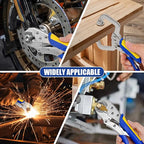 6-Piece Locking Pliers, Heavy Duty Vice Grips Set, 5", 7" & 10" Curved Jaw & 6-1/2" & 9-1/2" Long Nose, 6" C-Clamp, for Welding and Metal Bending.