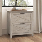 Bush Furniture Key West 2 Drawer Lateral File Cabinet in Washed Gray | Document Storage for Home Office | Accent Chest with Drawers