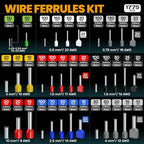 SOMELINE Ferrule Hexagonal Crimping Tool Kit, 36 Sizes Ferrules, AWG 24-8 Ferrule Crimper, with Hexagonal Crimper and Automatic Wire Stripper, Ferrule Terminal Assortment Kit (Stackable Tool Box)