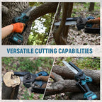 2-in-1 Chainsaw,Cordless Pole Saw,8 Inch&6 Inch Chain Saw with 4A Rechargeable Battery,Battery Powered Handheld Chainsaw for Tree Trimming and Wood Cutting