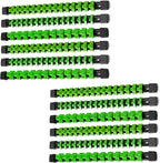 ALOANES 12 PC ABS Socket Organizer,1/2 inch, 3/8 inch, and 1/4 inch Drive Socket Rail Holders, Heavy Duty Socket Racks, Black Rails with Green Clips