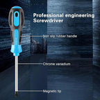 Magnetic long Screwdriver Set 10 PCS,5 Phillips and 5 Flat Head Precision Screwdriver,Professional Cushion Grip and Non-Slip for Repair Home Improvement Craft