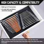 ALOANES 78-Slot Metal Wrench Organizer, Heavy Duty Wrench Organizer Tray for Tool Box, Fit SAE & Metric Wrench Storage, 6 Pack Wrench Holders(Orange)