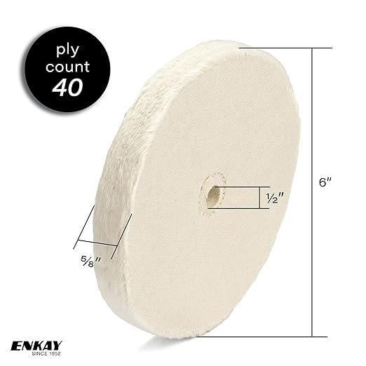 ENKAY - 6" Spiral Sewn, Loose Cotton and Treated Buffing Wheels (3 Pack) for Polishing Metal and More, for Use with Polishing Compounds, Buffing Machines & Bench Grinders