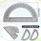 EBOOT Plastic Protractor Math Protractors 180 Degrees, 6 Inch, Pack of 2 (Black)