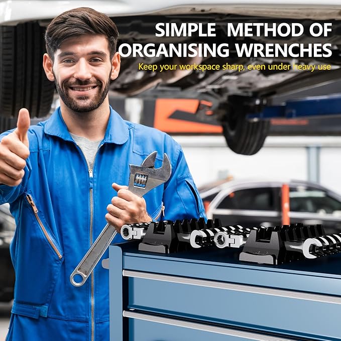 48PCS Magnetic Modular Wrench Organizer Set - Tool Drawer Storage Rack with Metric & SAE Labels, Wrench Holder with Magnet, Perfect Tool Gift for Men, father, boyfriend, DIYers & Mechanics (Red)