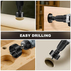 6PCS Hole Saw Kit, Hole Saw Set Includes 4 Sizes 1-1/4" to 2-1/8"(32-54mm), Mandrels and Hex Key，High Quality Hard Carbon Steel Hole Saw for Soft Wood, PVC Board, Plywood