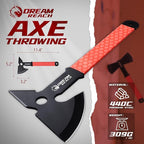 Dream Reach Throwing Axe Set - 3PCS Full Tang Throwing Hatchets with TPR Rubber Sleeve and Protective Sheaths for Recreation and Competition