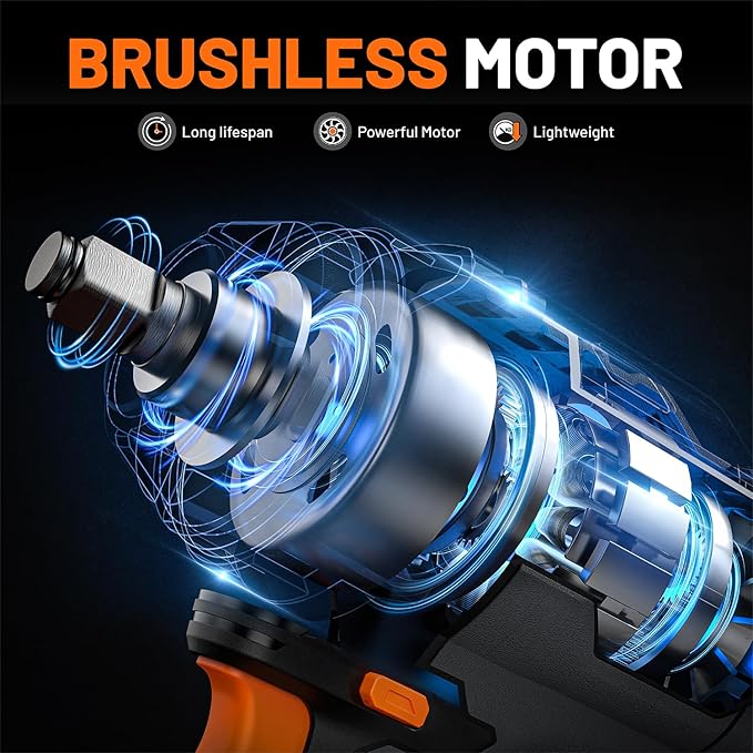 TITANCE X8 Advanced Cordless Impact Wrench, 20V Brushless 1/2'' Impact Gun, 1000 FT-LBS High Torque, 5-Mode Control, 4.0Ah Li-ion Battery Powered Wrench for Car Tires & Automotive Repair