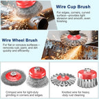 7 PCS Wire Wheel Brush for 4-1/2" Angle Grinder, Carbon Steel Knotted & Crimped Cup/Wheel Brushes (3" & 4"), Heavy Duty Rust, Paint, Corrosion Removal, 5/8"-11 UNC Threaded Arbor