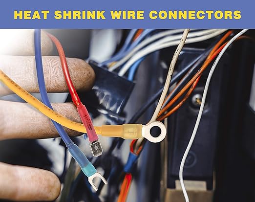 haisstronica 280PCS Marine Grade Heat Shrink Wire Connectors-Electrical Connectors Kit of Tinned Red Copper,Crimp Insulated Ring Fork Spade Butt Splice(3Colors/21Size) 16-14 22-16 12-10 Gauge