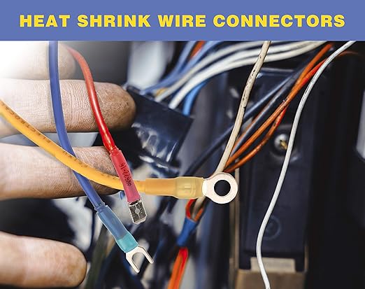 haisstronica 100pcs Blue Heat Shrink Male Spade Connectors,16-14 Gauge Insulated Electrical Crimp Wire Terminals