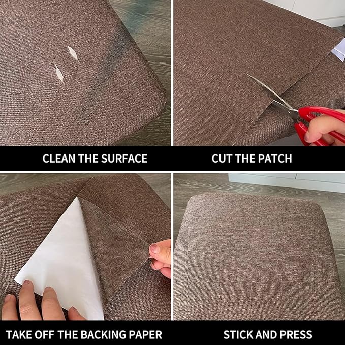 Fabric Repair Patches, 35X79 Inch Linen Repair Tape Self-Adhesive Fabric Patches Durable, DIY Large Linen Tape for Sofa, Couches, Furniture, Chair, Clothing （35X79 Inch, Brown）