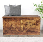 39.4" Storage Chest, Wooden Storage Bench, Large Storage Trunk with 2 Safety Hinges, Entryway Shoes Bench for Living Room, Bedroom, Rustic Brown