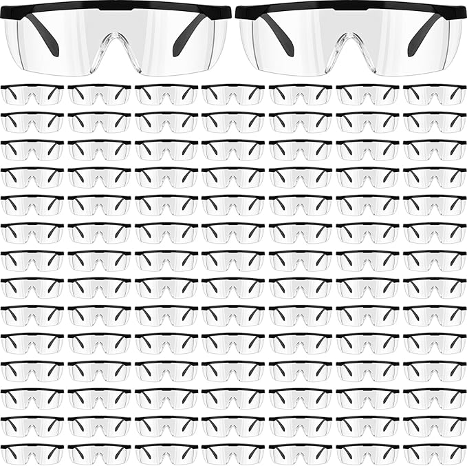 100 Pairs Safety Goggles Bulk Protective Glasses for Shooting Lab Safety Goggles Over Glasses for Kids Adult