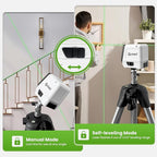 Self Leveling Laser Level, Green Cross Line Laser Level, Lazer Leveler Tool for Picture Hanging Construction Floor Tile Wall, Rotary Nivel Laser Magnetic Bracket Carrying Case Battery Included