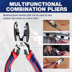 WORKPRO 6-in-1 Linesman Pliers with Wire Cutter and Stripper, 8 Inch Multipurpose Combination Pliers, Premium CRV Steel Hand Tool Plier for Twisting Cutting Wires and Clamping Screws