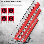 6-Piece 1/4" 3/8" 1/2"-Driver Metric Magnetic Socket Organizer Set (Holds 75 Sockets) - Detachable Tool Tray with 5mm Magnetic Base for Garage/Home(Sockets Not Included)
