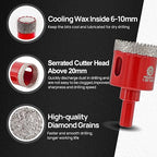 Diamond Core Drill Bit Set - 7pcs (6/8/10/20/35mm+35mm Beveling Chamfer Bit+6mm Carbide Drill Bit) Diamond Hole Saw Kit for Porcelain Ceramic Tile Marble Granite