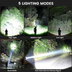 3 Pack Rechargeable Flashlights High Lumens, 99,000 Lumens Super Bright LED Flashlight for Home Camping, Handheld Flash Light Waterproof Flashlight with 5 Modes & Adjustable Function