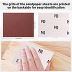 1/4 Sandpaper Sheet – 4-1/2” x 5-1/2”, P60 Grit, Red Aluminum Oxide, Plain Backing, 50-Pack – Sandpaper Sheets for Palm Sanders and Woodworking