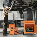 5 Drawer Tools Chest, Tool Cabinet with Universal Lockable Wheels，Tool Box with Detachable Top Box for Workshop(Orange)