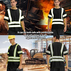 sesafety 3PACK High Visibility Shirts for Men, Class 3 Hi Vis Reflective Construction Shirts for Men with Pocket Safety T Shirts